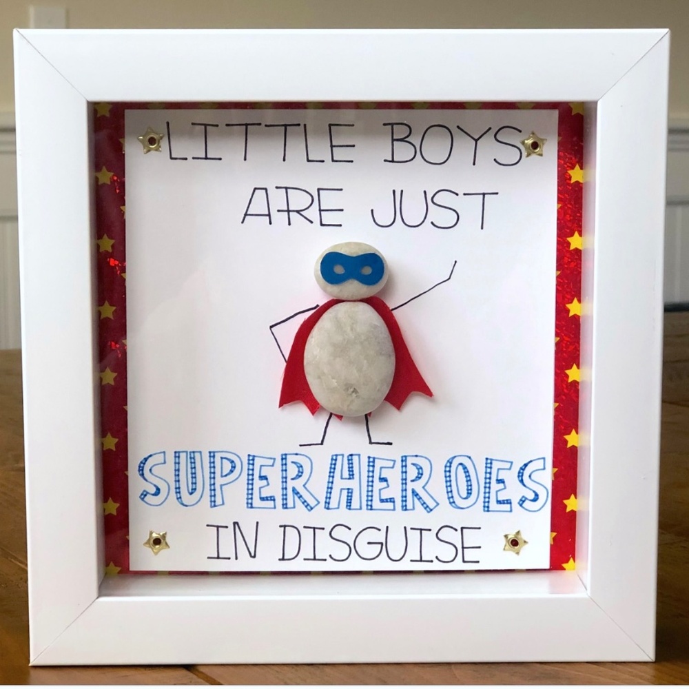 Beach Stone Art-Superhero